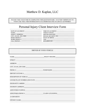 Injury Interview Form Preview