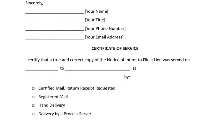 part 3 to entering details in subcontractor notice of intention to file a lien