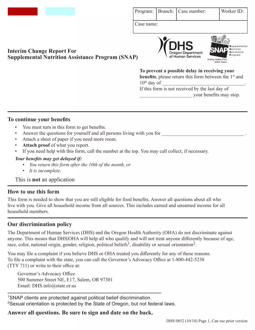 Interim Change Report Form first page preview
