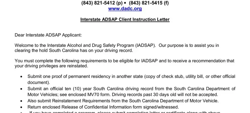 filling out adsap instruction part 1