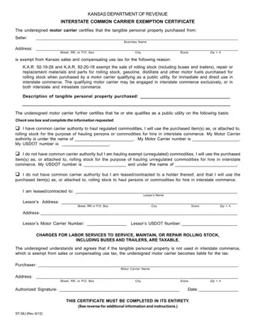 Interstate Common Carrier Exemption Form Preview