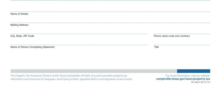 Filling in form 246 50 part 2