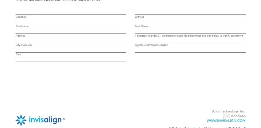 Filling in invislaign transfer form step 4