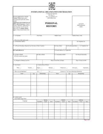 Iom Personal History Form Preview