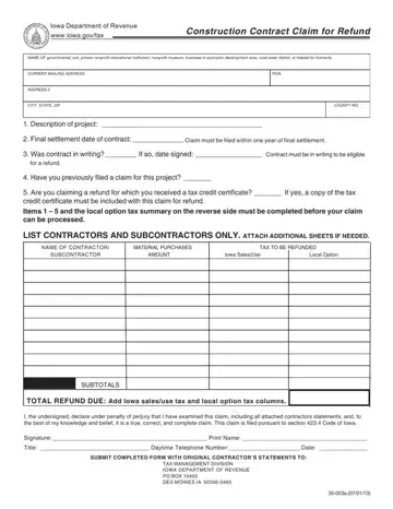 Iowa Form 35 003A Preview