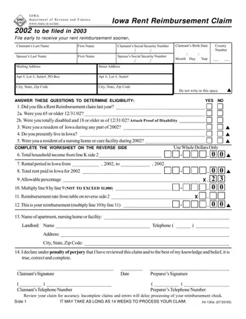 Iowa Form 54 130A Preview