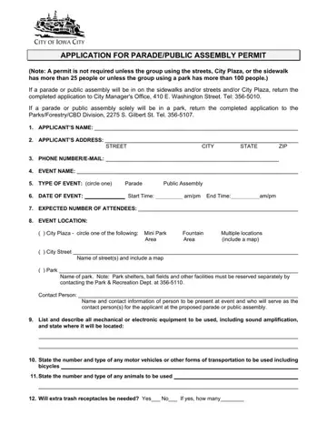 Iowa Public Assembly Permit Form Preview