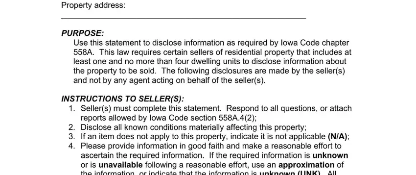 portion of blanks in seller disclosure form iowa