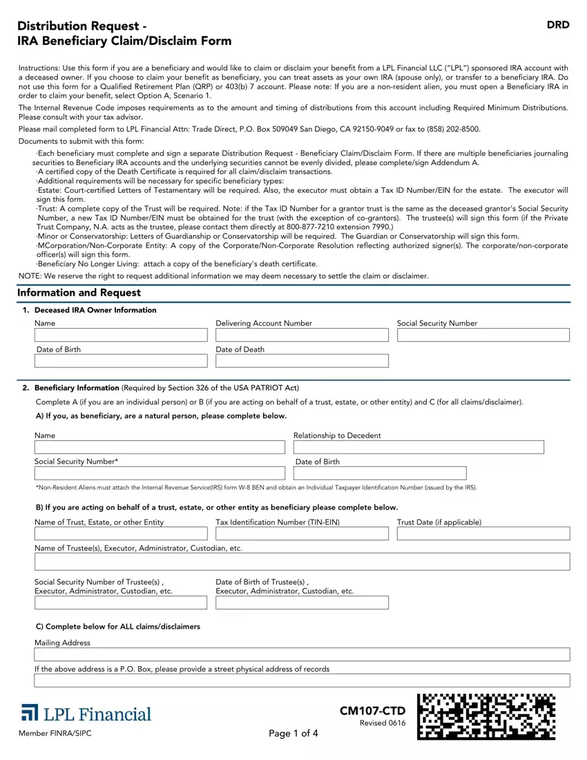 Ira Beneficiary Disclaimer Form first page preview