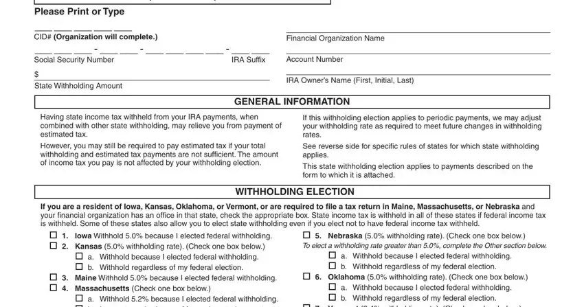 ira form withholding gaps to fill in