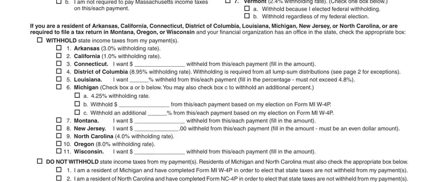 Filling out ira state income tax withholding 2312 step 2