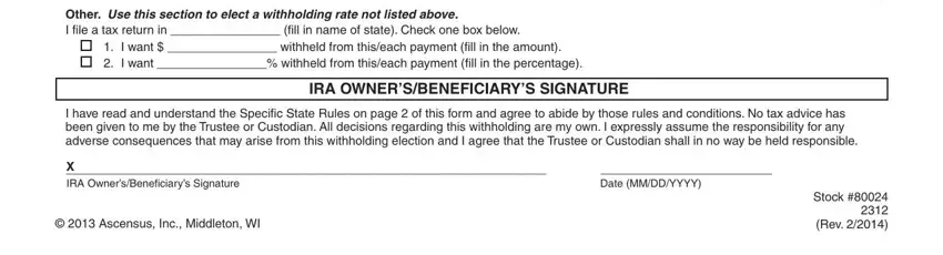 Completing ira state income tax withholding 2312 step 3