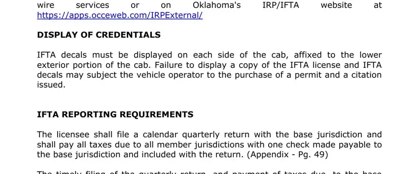 Entering details in oklahoma irp ifta system step 5