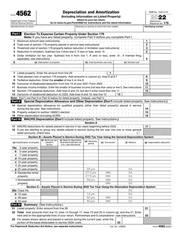 Irs 4562 Form Preview