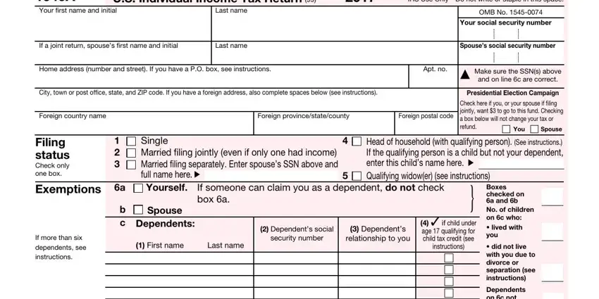 portion of fields in 1040a 2019 tax form