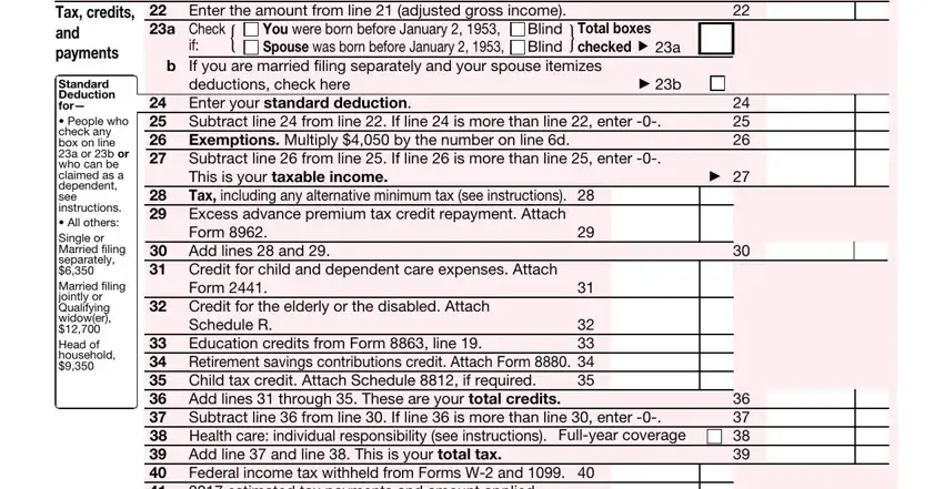 Completing 1040a 2019 tax form stage 4