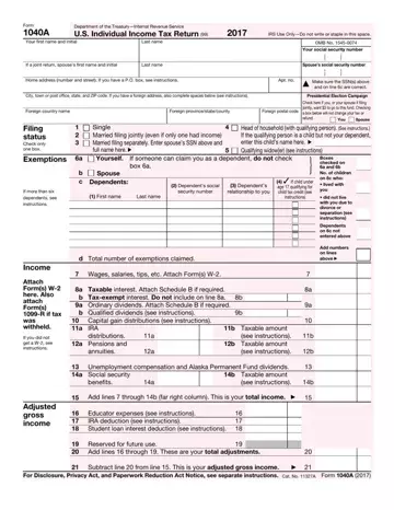Irs Form 1040A Preview