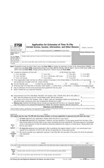 Irs Form 2758 Preview