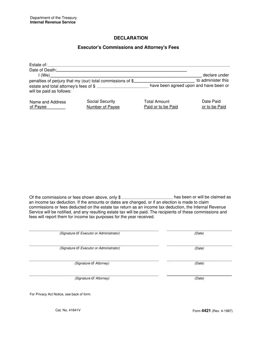 Irs Form 4421 first page preview