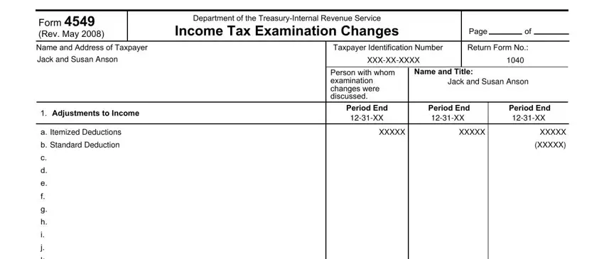 irs 4549 form spaces to fill in