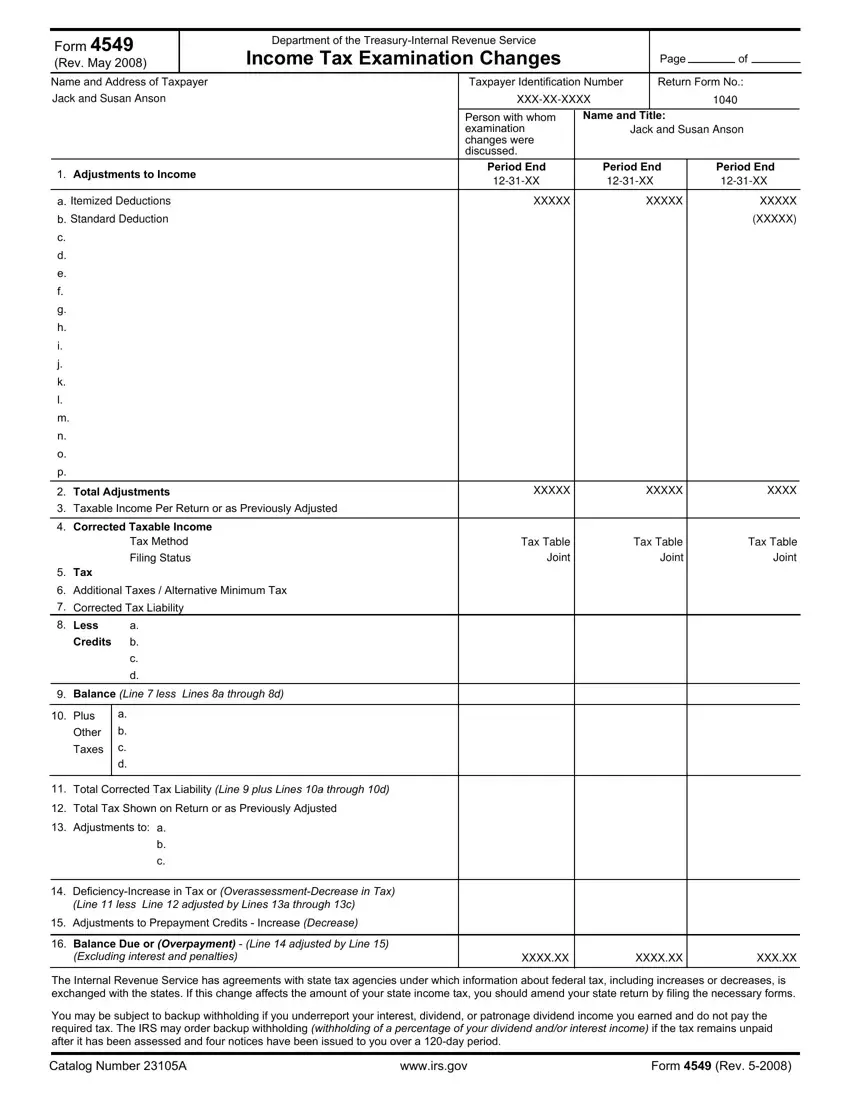 Irs Form 4549 first page preview