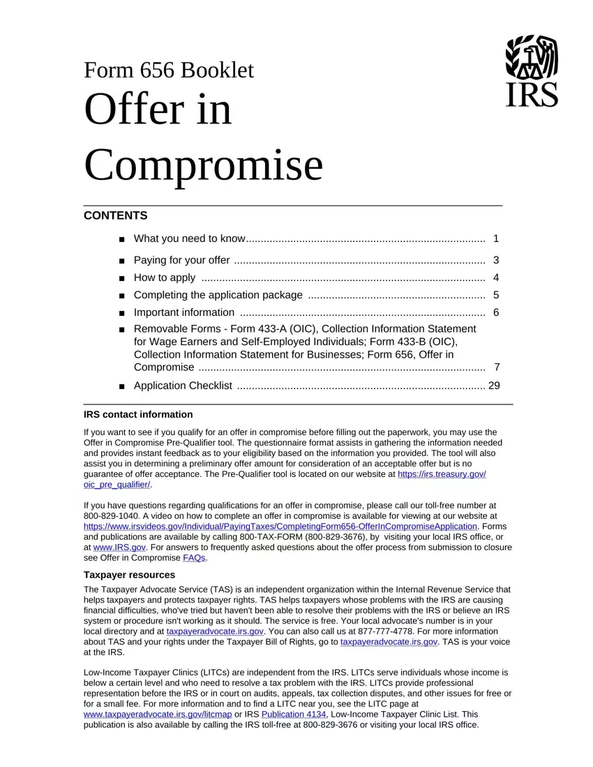 Irs Form 656 first page preview