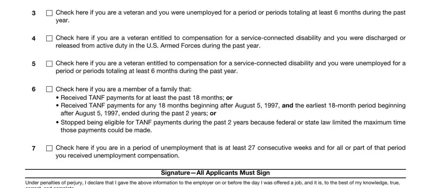 Completing 8850 form step 2