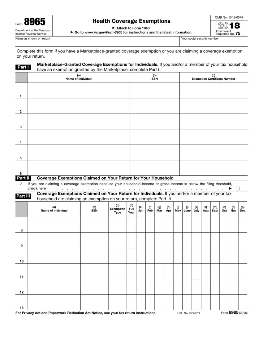 Irs Form 8965 first page preview