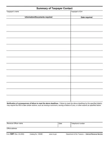 Irs Form 9297 Preview