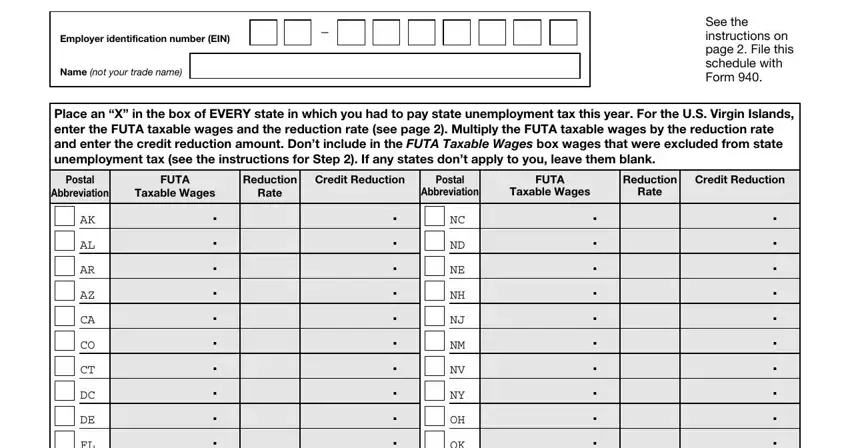 example of blanks in 940 form for 2020