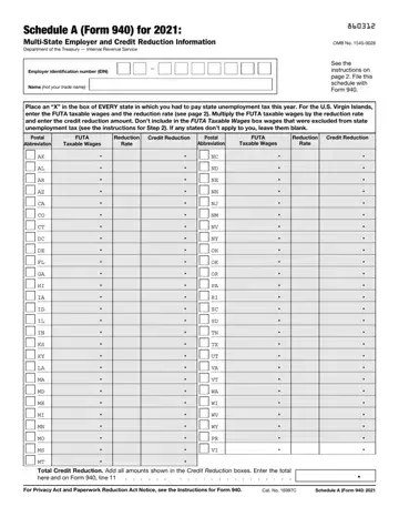 Irs Form 940 Schedule A Preview