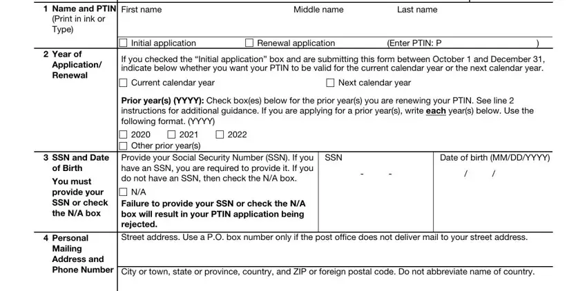 Irs Gov Ptin Renewal spaces to complete