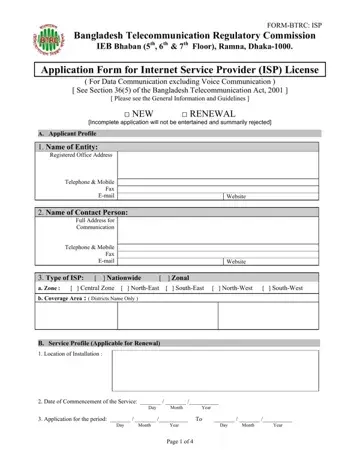 Isp License Bangladesh Form Preview