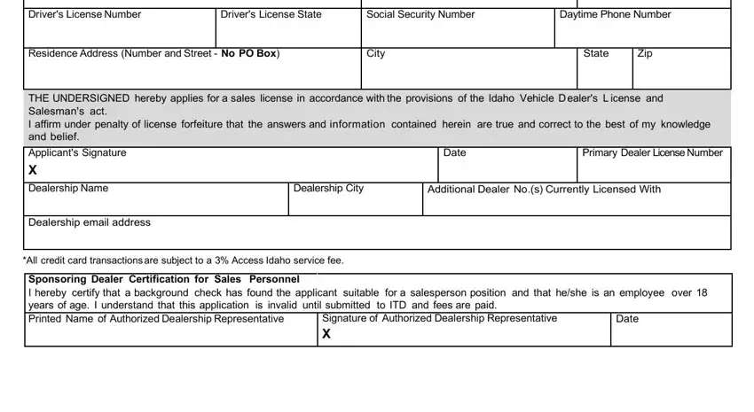 Entering details in idaho application vehicle part 2