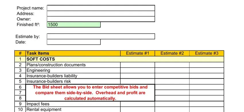 part 1 to filling in itemized bid template