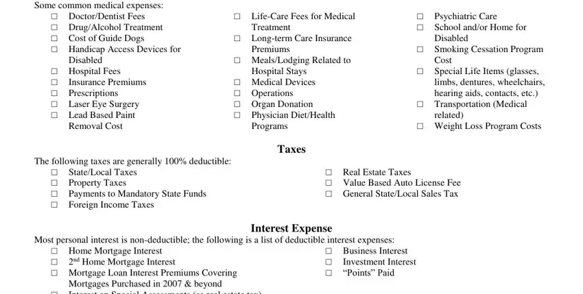 portion of gaps in checklist for tax deductions