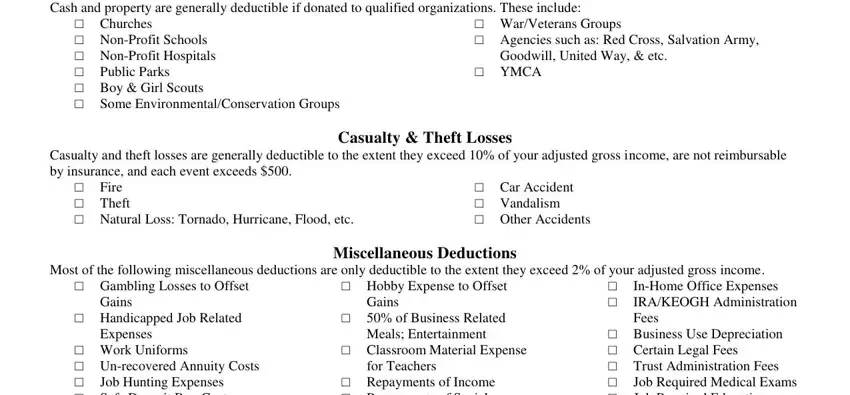 stage 2 to finishing itemized deductions list