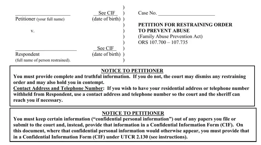 oregon jackson restraining order SeeCIFdateofbirthSeeCIFdateofbirth, NOTICETOPETITIONER, and NOTICETOPETITIONER blanks to fill