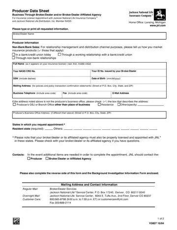 Jackson National Insurance Form Preview