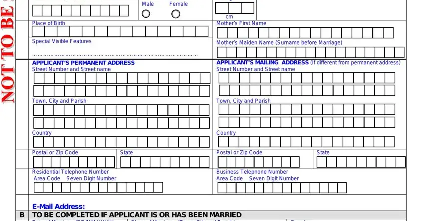 apply for jamaican passport SexMaleFemale, State, PostalorZipCode, and State fields to fill out