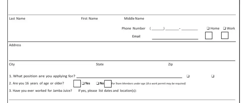 completing jamba juice job application form pdf stage 1