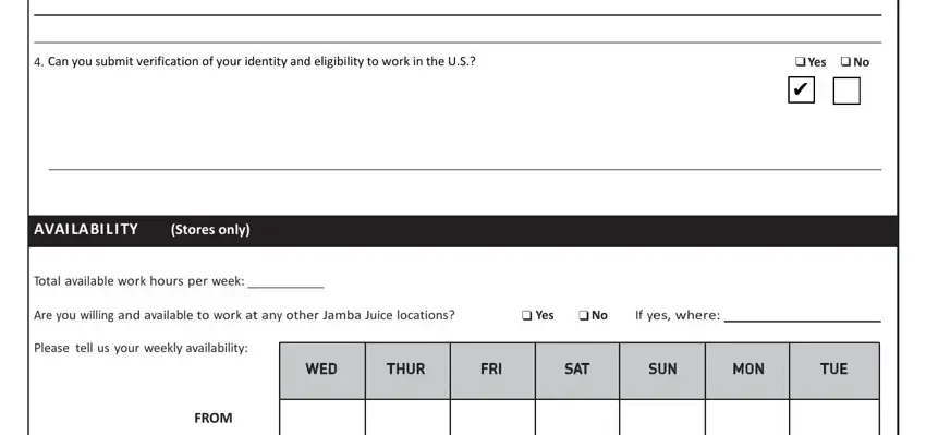 Completing jamba juice application stage 2