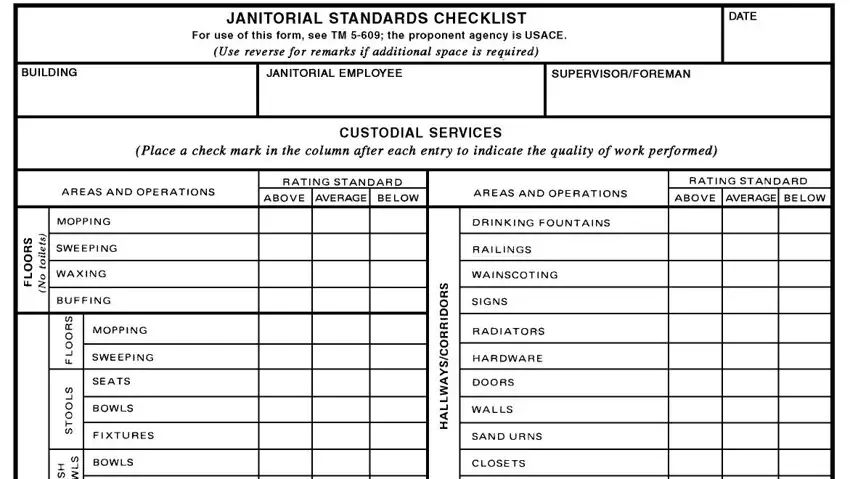 writing  janitorial daily checklist template stage 1