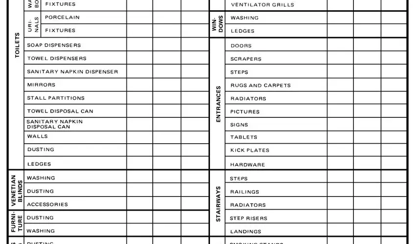 Finishing printable janitorial checklist template stage 2