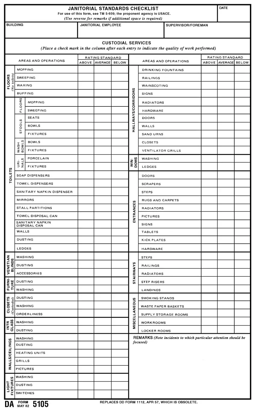 Janitorial Checklist first page preview