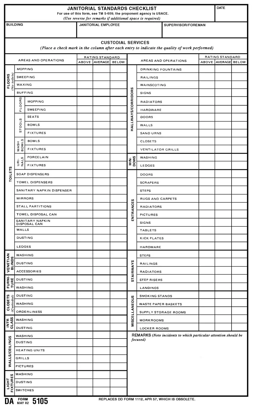 Janitorial Checklist ≡ Fill Out Printable PDF Forms Online