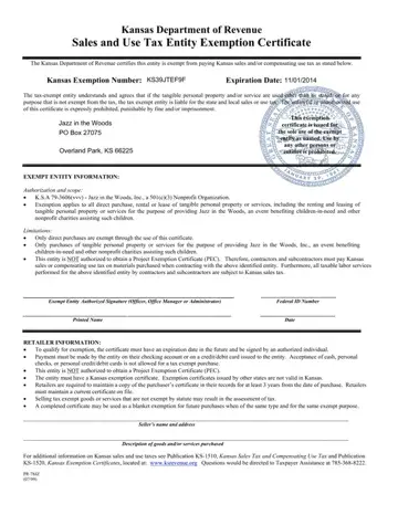 Jazz Tax Certificate Form Preview