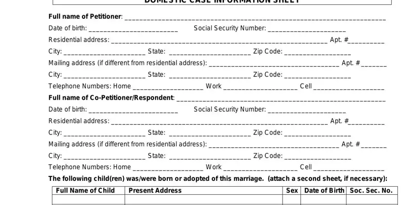 part 2 to entering details in child custody paper jdf 1000 form