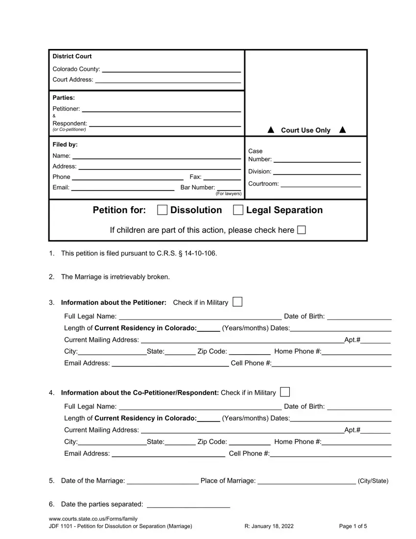 Jdf 1101 Form first page preview