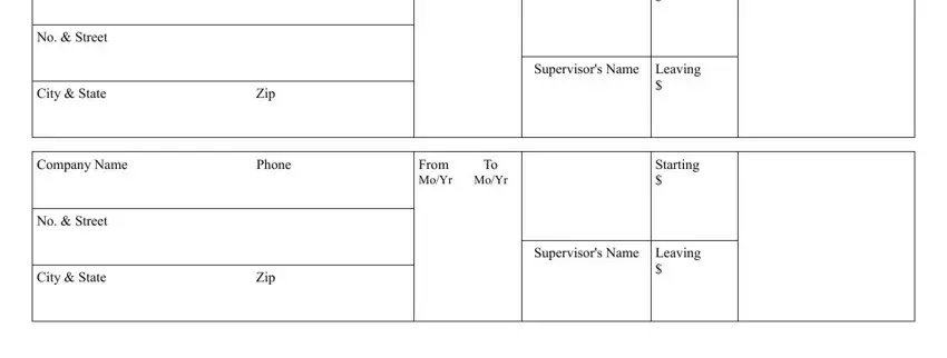 From To MoYr MoYr, Starting, No  Street, City  State Zip, Supervisors Name Leaving, Company Name Phone, From To MoYr MoYr, Starting, No  Street, City  State Zip, and Supervisors Name Leaving in jeans warehouse application form